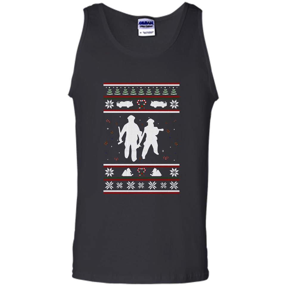 Christmas Ugly Sweater Firefighter Ugly Christmas Sweater - Tank Top