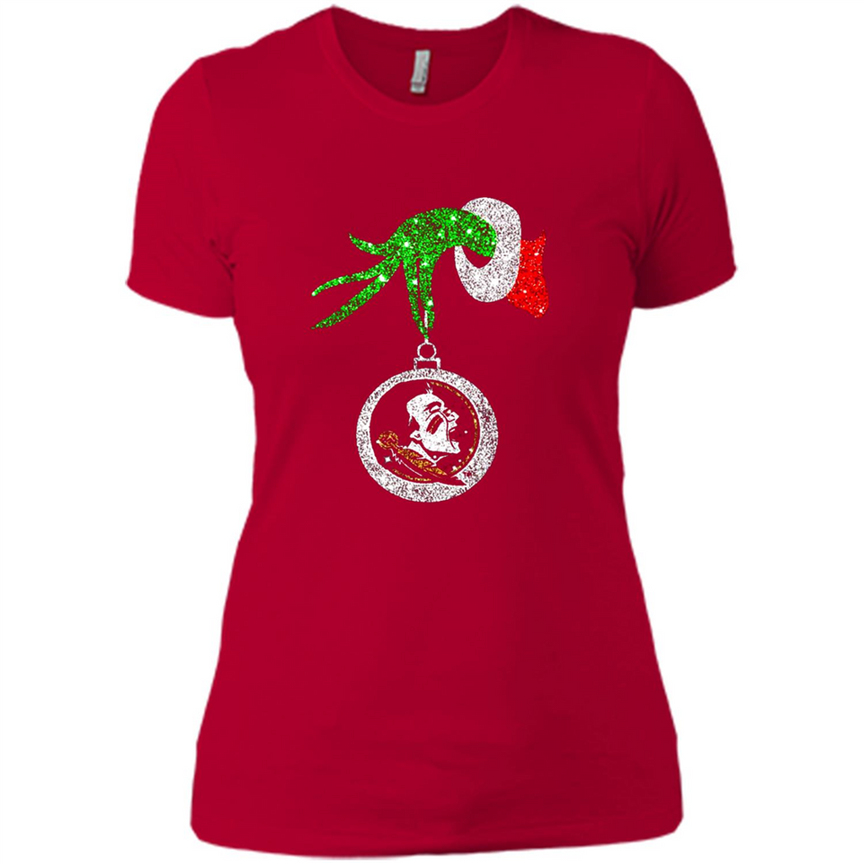 Amazing Florida State Seminoles Glitter Grinch Monogram Ornament Christmas Gift - Ladies' Boyfriend T-Shirt