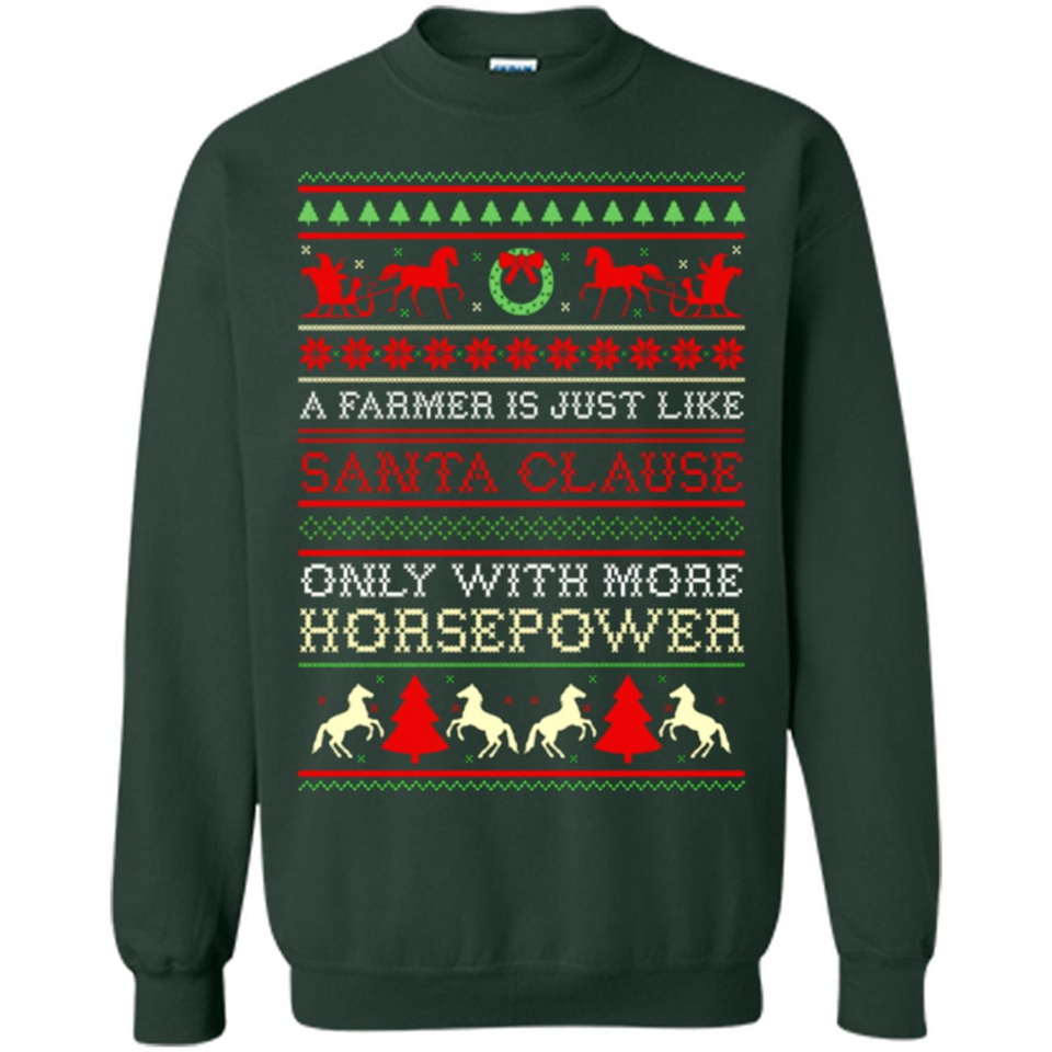 Funny Farmers Gift Ugly Santa Claus Horsepower - Sweatshirt