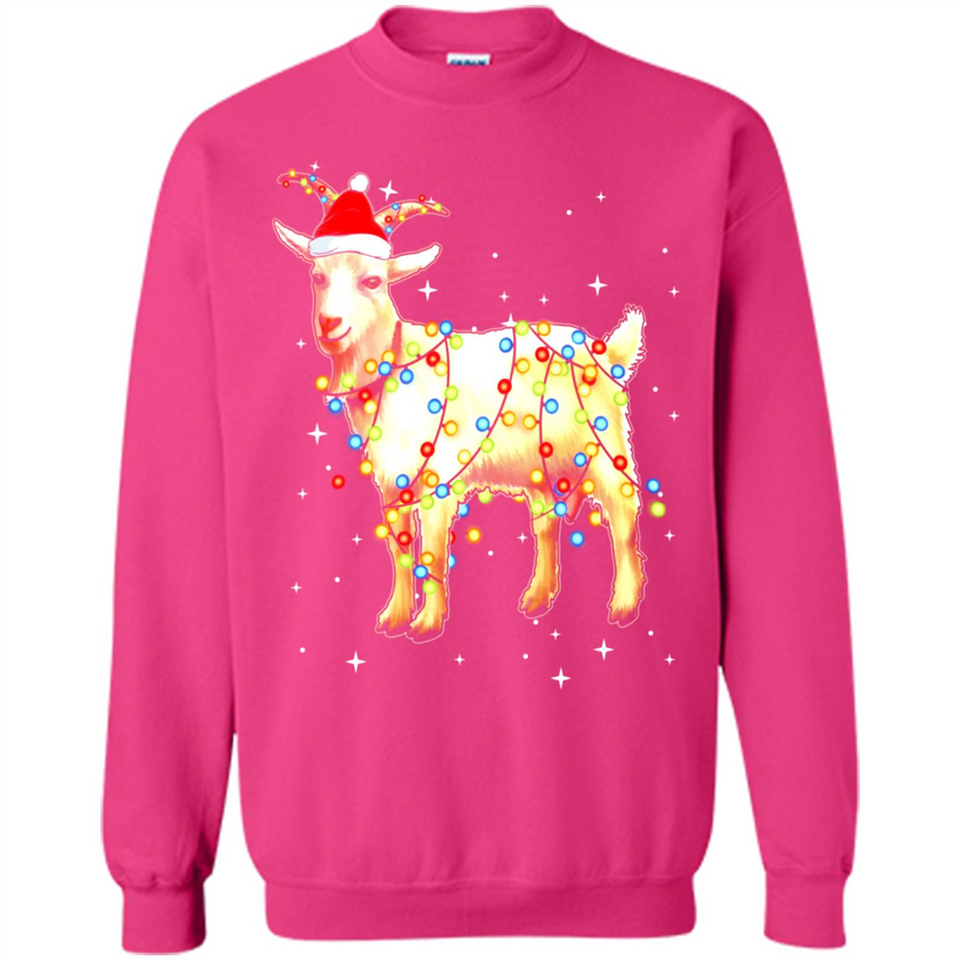 Christmas Lights Goat Wearing Santa Hat Funny Xmas - Sweatshirt