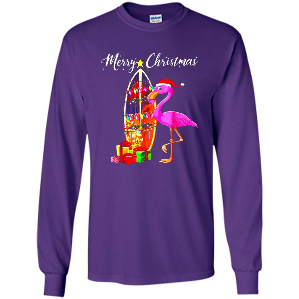 Flamingo Christmas Shirt, Merry Christmas Shirt , Flamingo - Long Sleeve T-Shirt