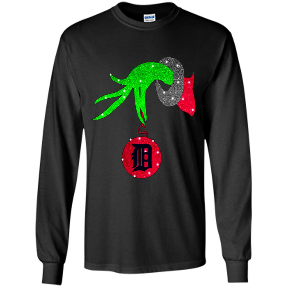 GRINCH HAND HOLDING DETROIT TIGERS GLITTER CHRISTMAS PINGPONG