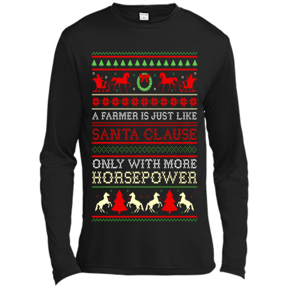 Funny Farmers Gift Ugly Santa Claus Horsepower - Canvas Long Sleeve T-Shirt