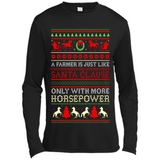 Funny Farmers Gift Ugly Santa Claus Horsepower - Canvas Long Sleeve T-Shirt