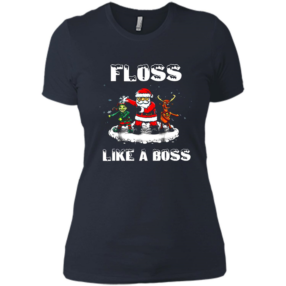 Floss Like A Boss Santa Flossing Dance Funny - Ladies' Boyfriend T-Shirt