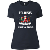 Floss Like A Boss Santa Flossing Dance Funny - Ladies' Boyfriend T-Shirt