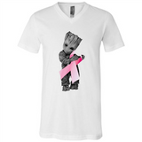 Groot Hug Breast Cancer - Canvas Unisex V-Neck