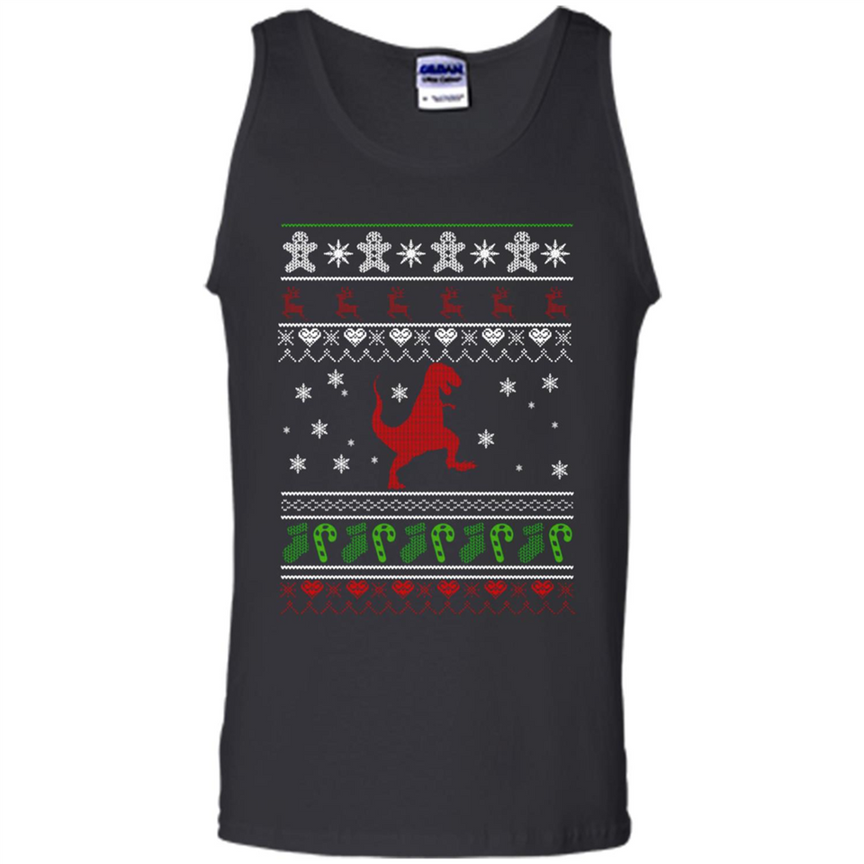 Dinosaur and Santa Ugly Christmas Sweater - Tank Top