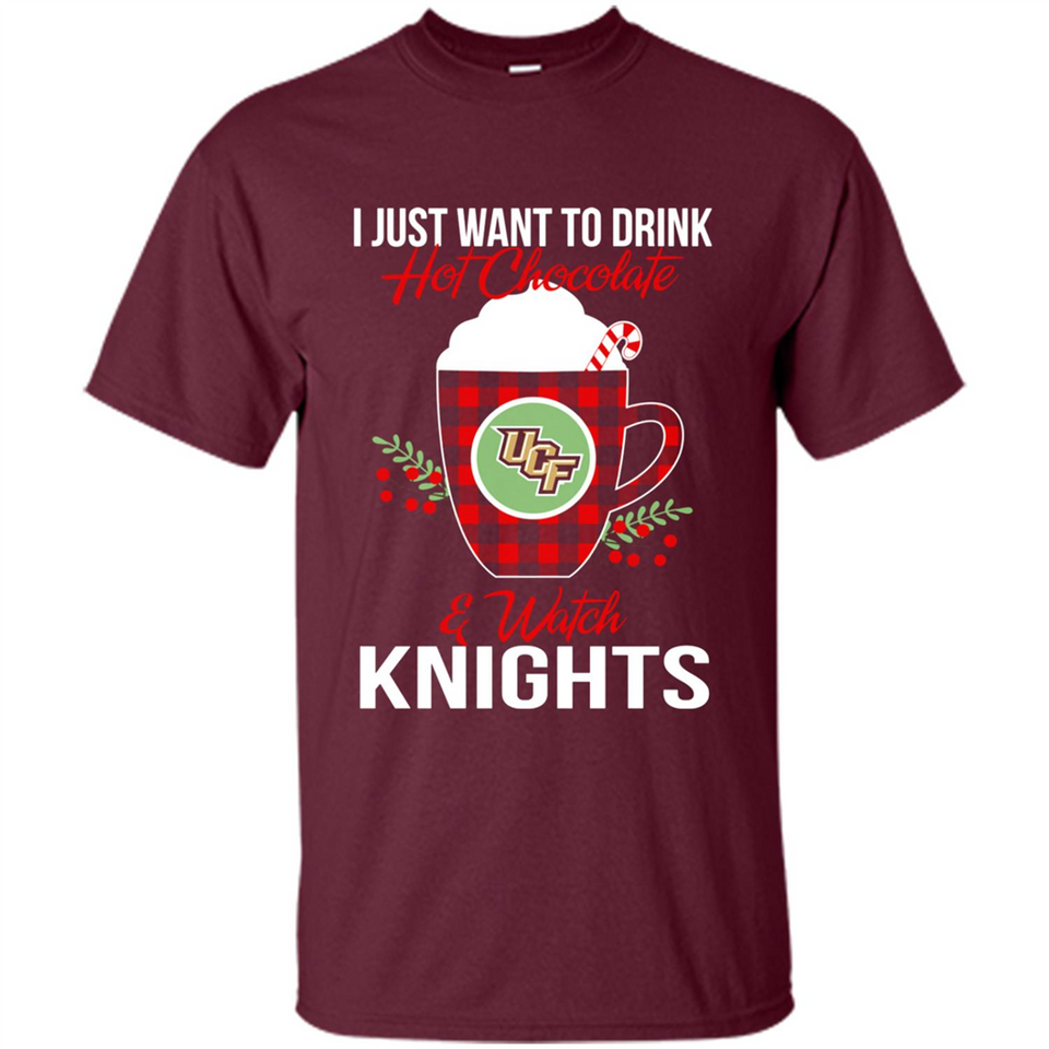 I Just Want To Drink Hot Chocolate & Watch UCF Knights Ugly Christmas Sweater PINGPONG