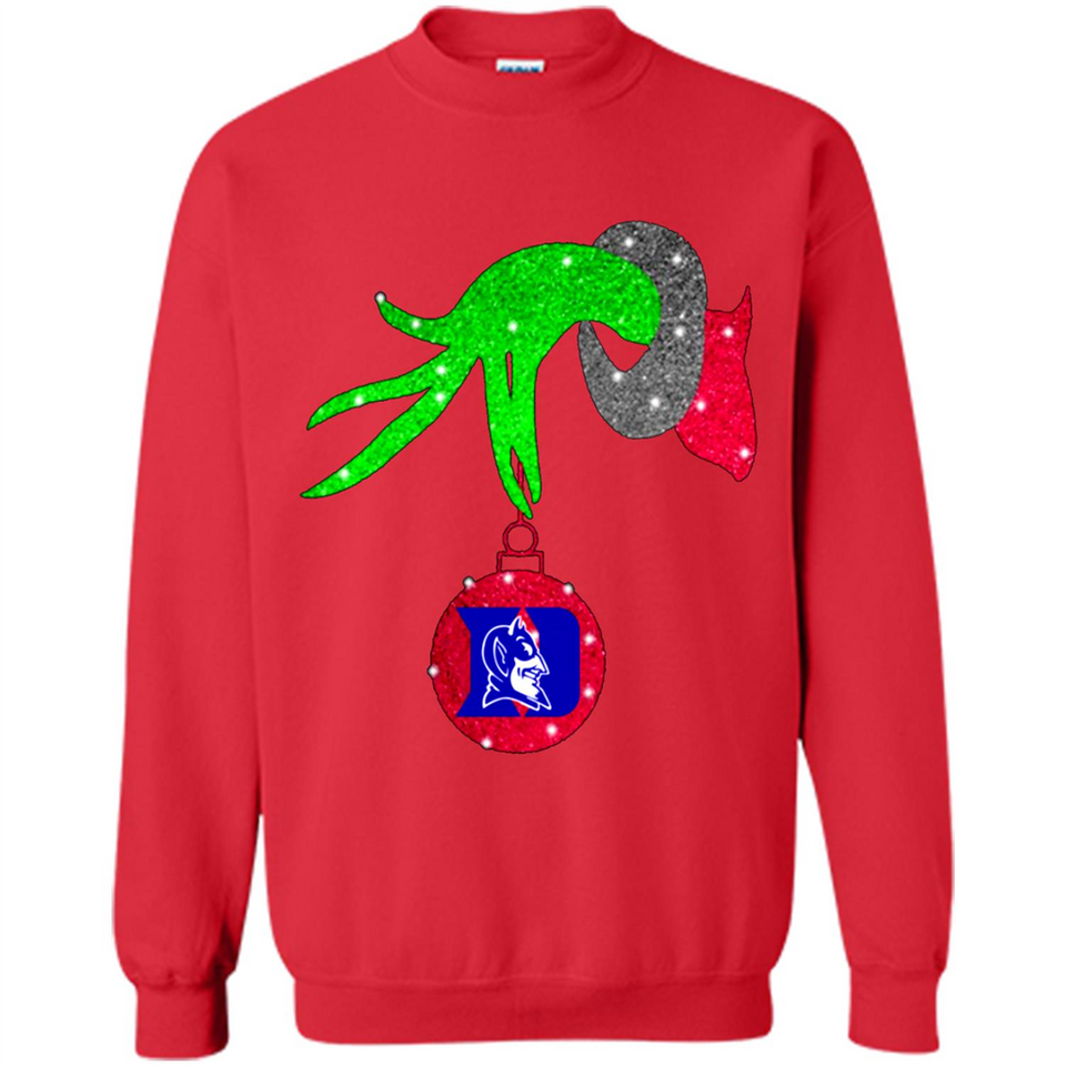GRINCH HAND HOLDING DUKE BLUE DEVILS GLITTER CHRISTMAS PINGPONG