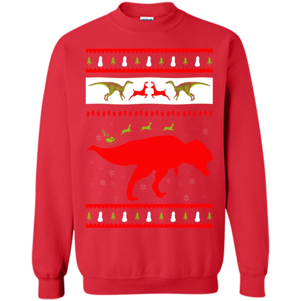 Dinosaur and Santa Clause Ugly Christmas Sweater - Sweatshirt