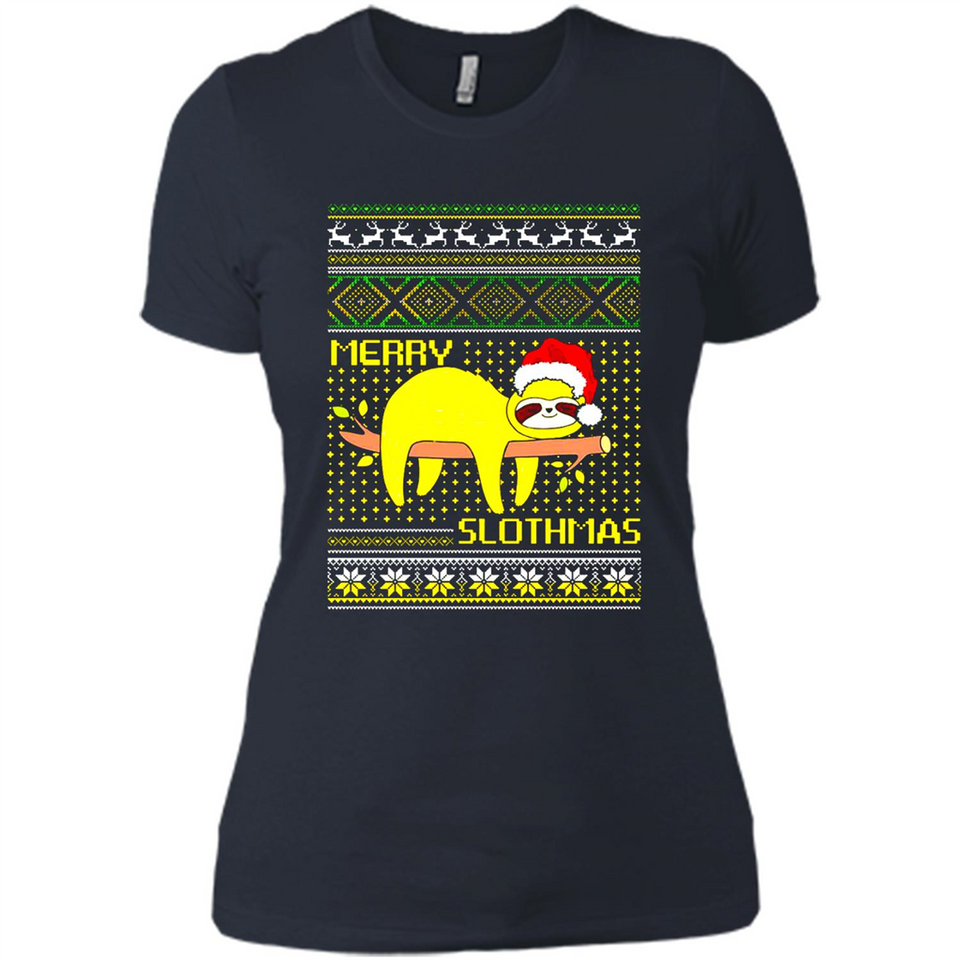 Merry Slothmas Sloth Christmas Sweater PINGPONG - Ladies' Boyfriend T-Shirt