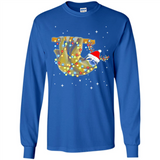 Christmas Lights Sloth Wearing Santa Hat Funny Xmas - Long Sleeve T-Shirt