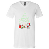 Snoopy Merry Christmas with Christmas tree T-Shirt - Canvas Unisex V-Neck