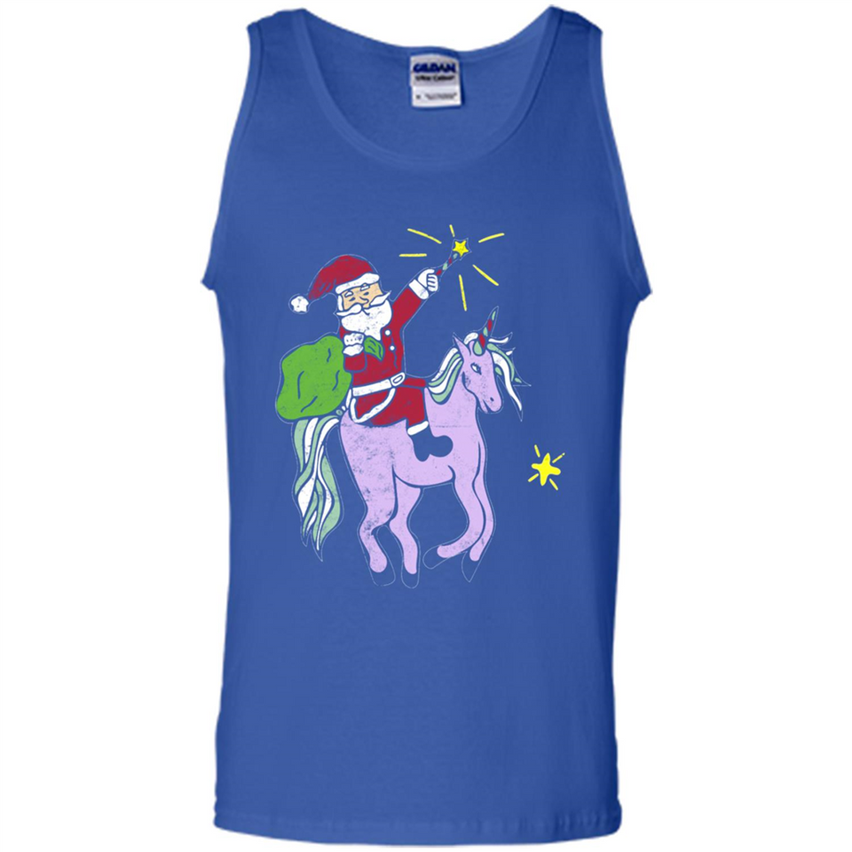 Distressed Retro Santa Riding Unicorn - Tank Top