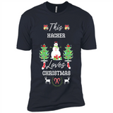 This Hacker Loves Christmas Tree Shirt with Snowman