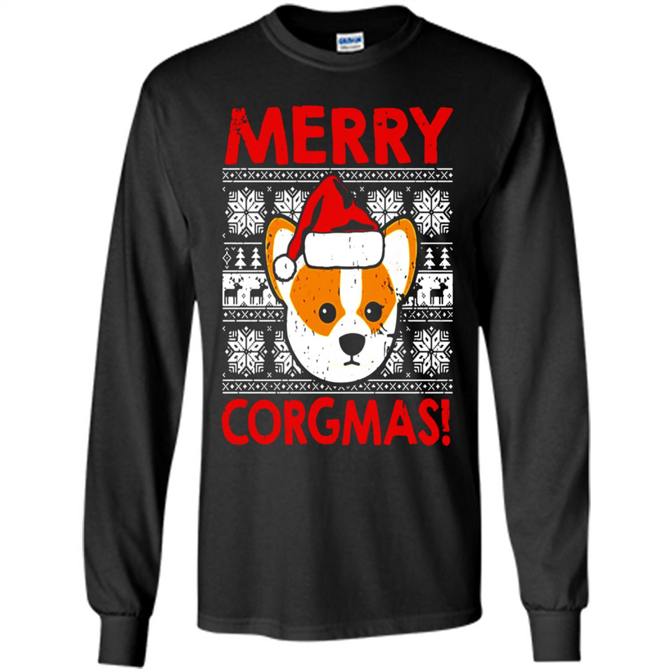 Funny Christmas Santa Corgi Dog Merry Corgmas - Long Sleeve T-Shirt