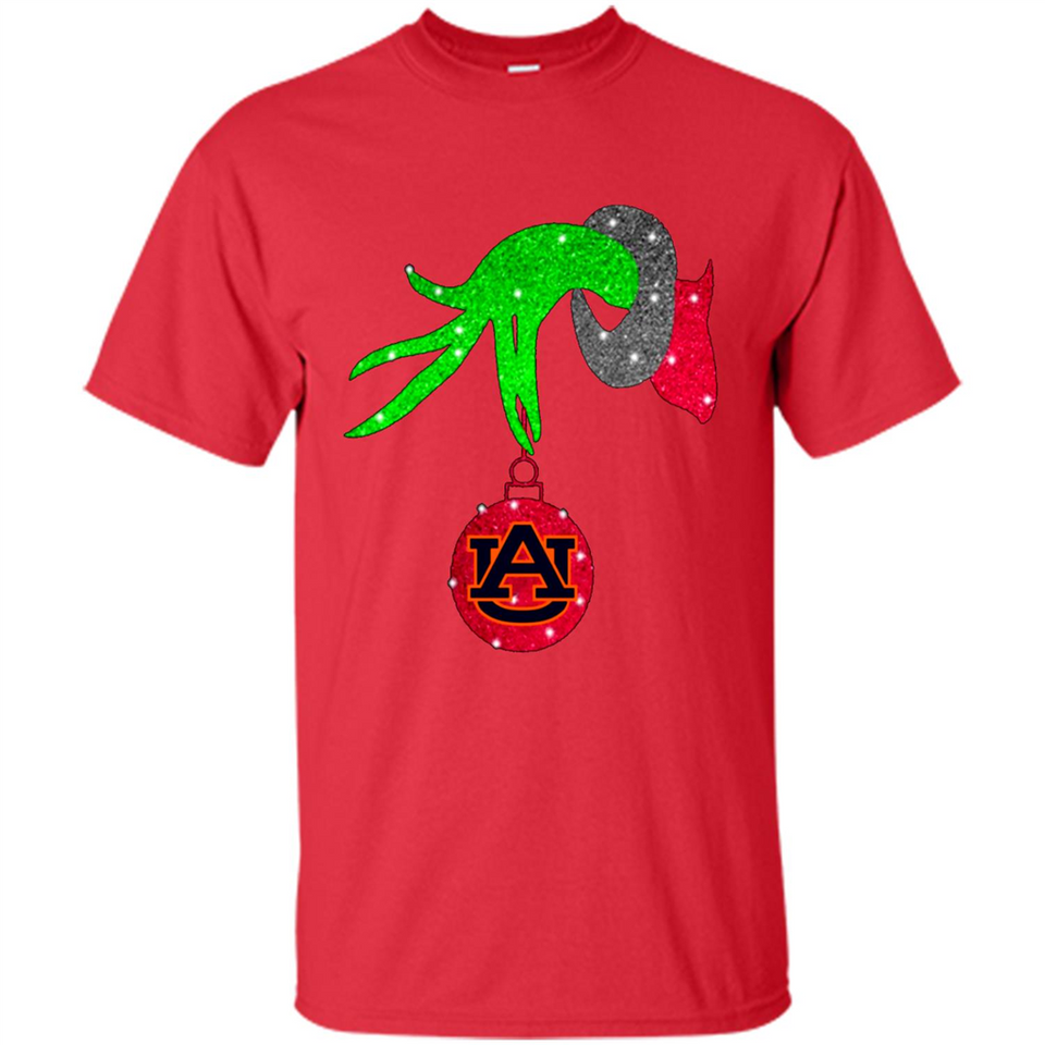GRINCH HAND HOLDING AUBURN TIGERS GLITTER CHRISTMAS PINGPONG