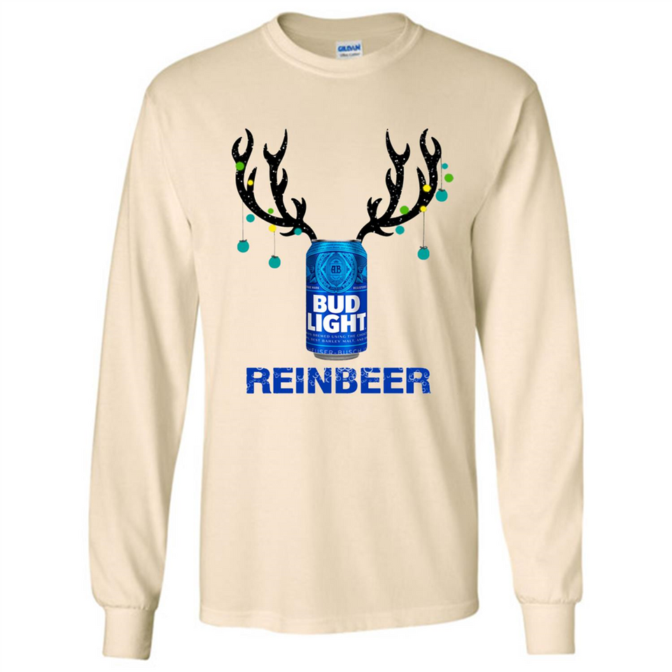 Bud Light Reinbeer Funny Beer Reindeer Christmas Sweatshirt - Long Sleeve T-Shirt