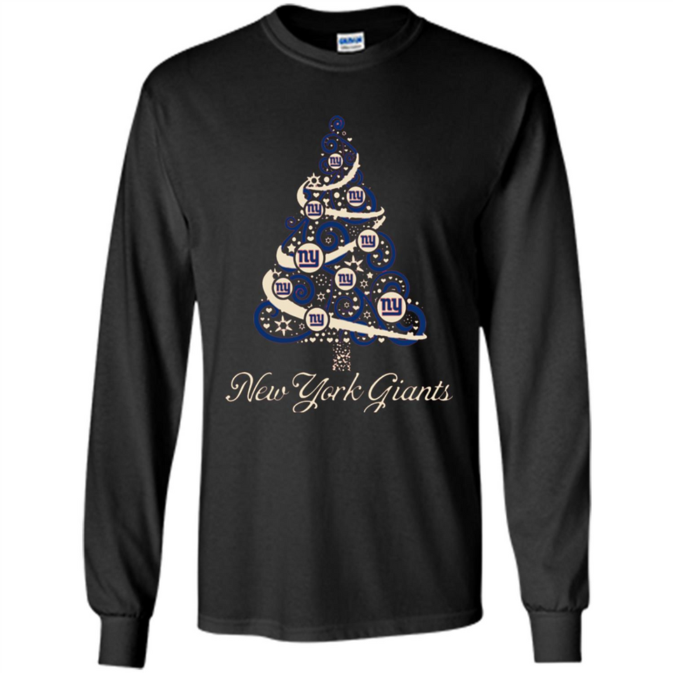 New York Giants NFL Football Team Logo Christmas Tree T-Shirt - Long Sleeve T-Shirt