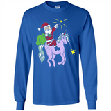 Distressed Retro Santa Riding Unicorn - Long Sleeve T-Shirt