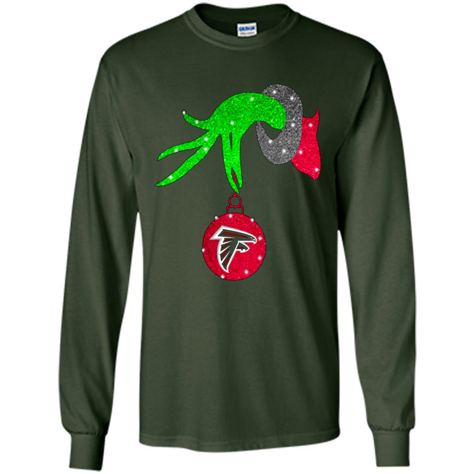GRINCH HAND HOLDING ATLANTA FALCONS GLITTER CHRISTMAS PINGPONG