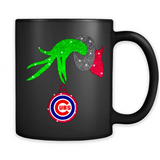 GRINCH HAND HOLDING CHICAGO CUBS GLITTER CHRISTMAS PINGPONG