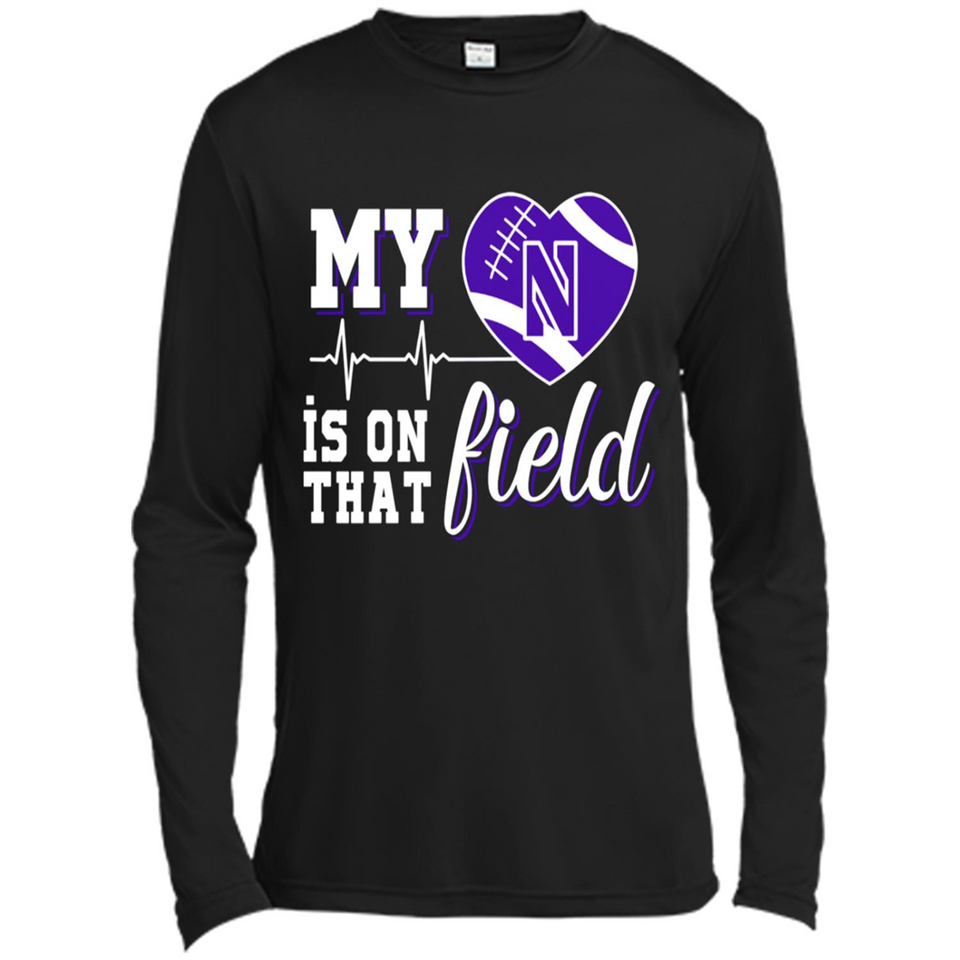 Northwestern Wildcats Football My Heart is on that Field - Canvas Long Sleeve T-Shirt