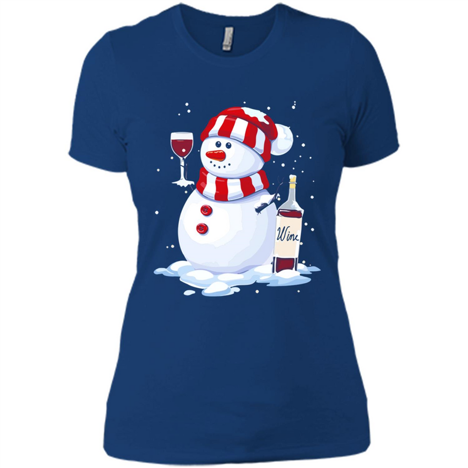Cute Snowman drink Red Wine Christmas - Ladies' Boyfriend T-Shirt