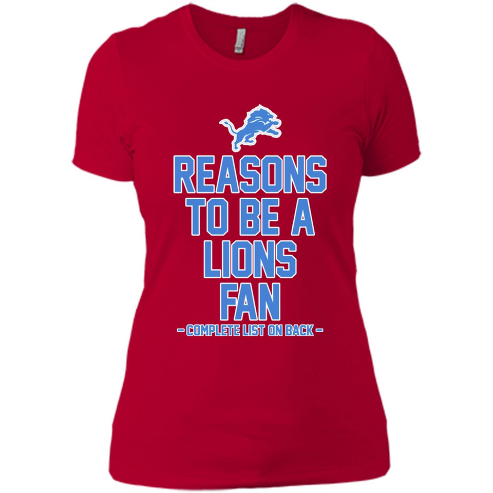 Reasons to be a Detroit Lions Fan Complete List on Back - Ladies' Boyfriend T-Shirt