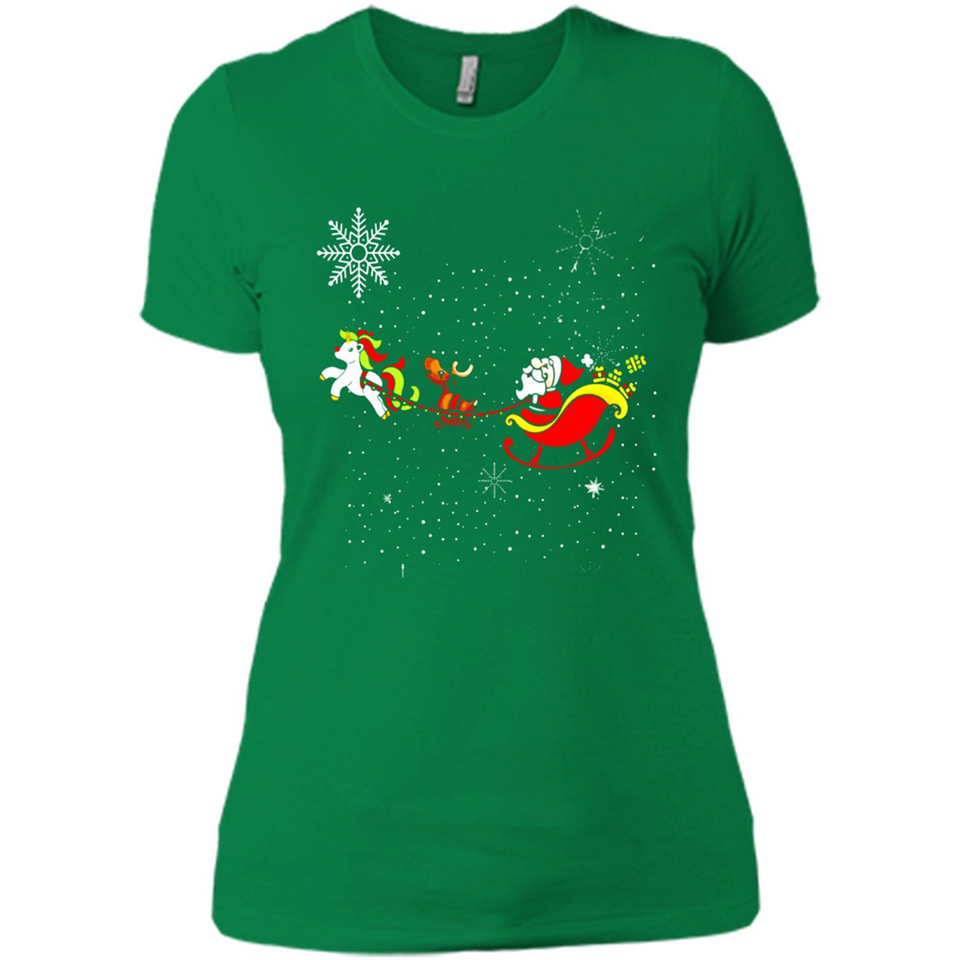 Christmas Unicorn Rudolph and Santa - Ladies' Boyfriend T-Shirt