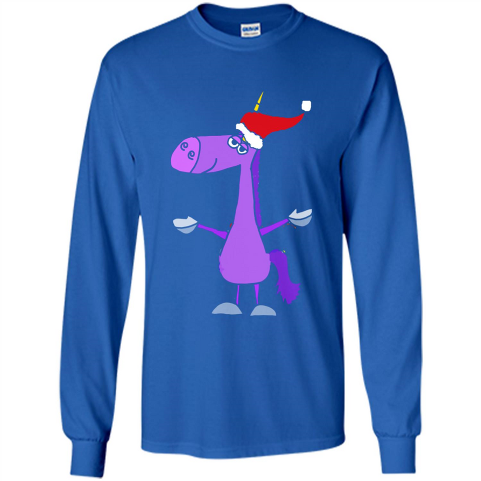 Funny Christmas Unicorn in Santa Hat - Long Sleeve T-Shirt