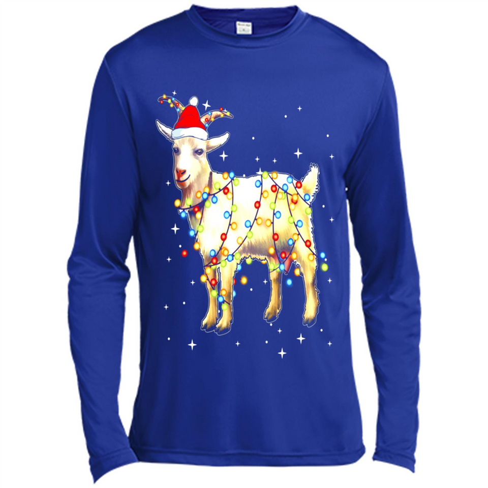 Christmas Lights Goat Wearing Santa Hat Funny Xmas - Canvas Long Sleeve T-Shirt