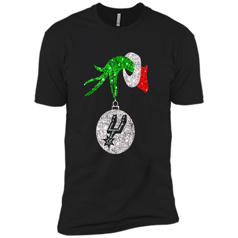 Amazing shirt San Antonio Spurs Glitter Grinch Monogram Ornament Christmas Gift - Premium Short Sleeve T-Shirt