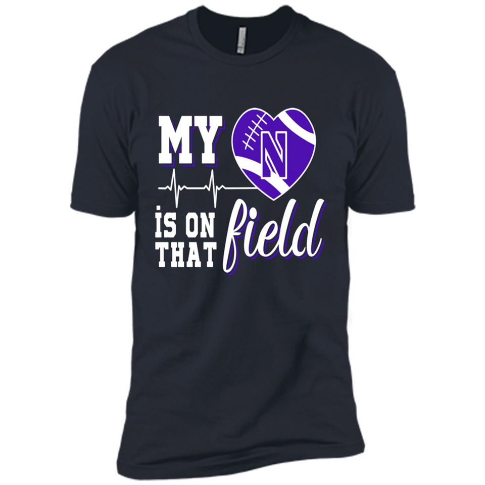 Northwestern Wildcats Football My Heart is on that Field - Premium Short Sleeve T-Shirt