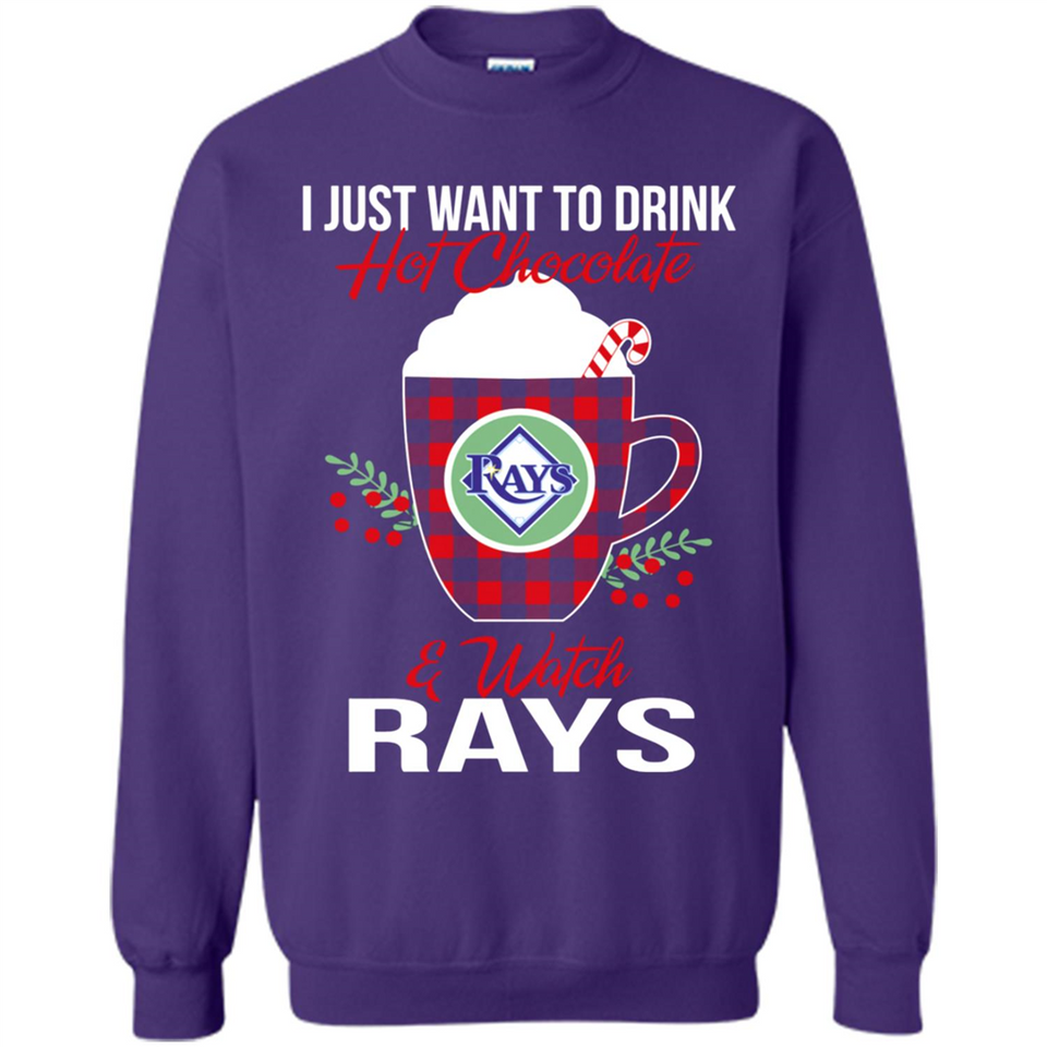 I Just Want To Drink Hot Chocolate & Watch Tampa Bay Rays Ugly Christmas Sweater PINGPONG