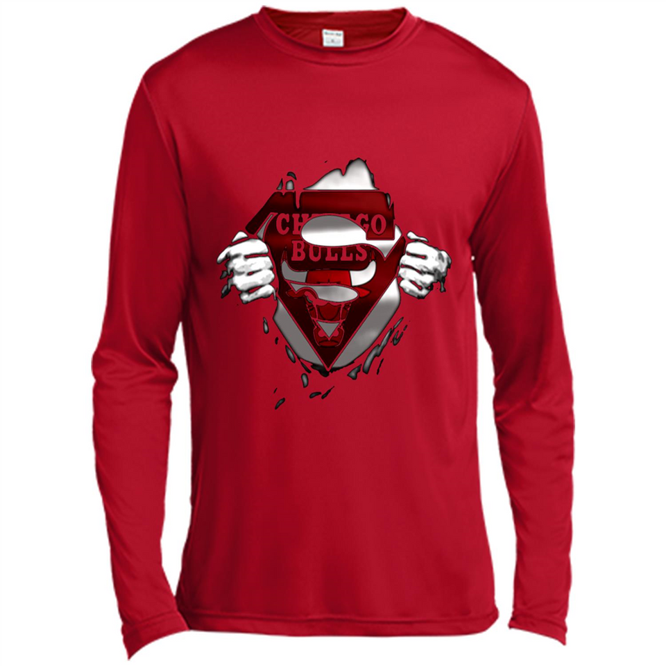Chicago Bulls And Superman Fans - Canvas Long Sleeve T-Shirt