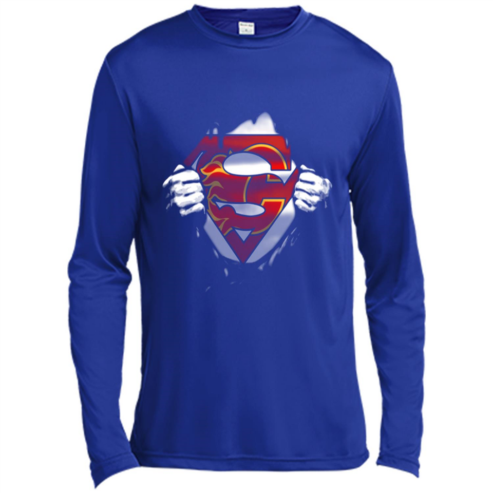 Calgary Flames And Superman Fans - Canvas Long Sleeve T-Shirt
