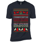 Funny Farmers Gift Ugly Santa Claus Horsepower - Premium Short Sleeve T-Shirt