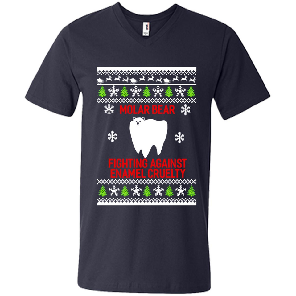 Molar bear fighting against enamel cruelty Christmas - Men's V-Neck