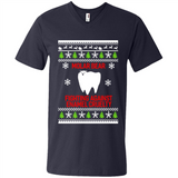 Molar bear fighting against enamel cruelty Christmas - Men's V-Neck