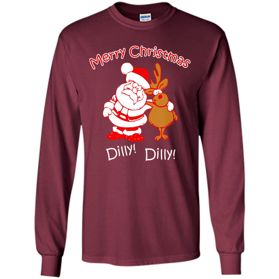 Christmas T-Shirt Santa And Reindeer Dilly Dilly - Long Sleeve T-Shirt