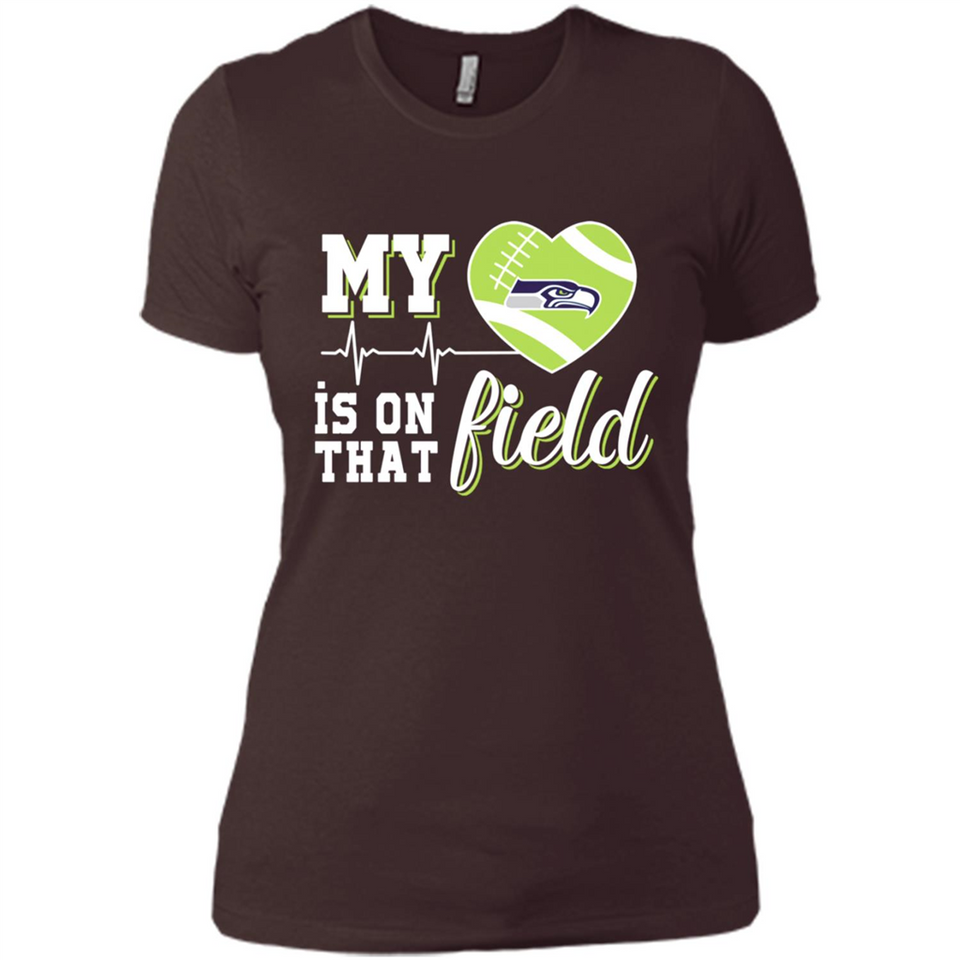 Seattle Seahawks Football My Heart is on that Field - Ladies' Boyfriend T-Shirt