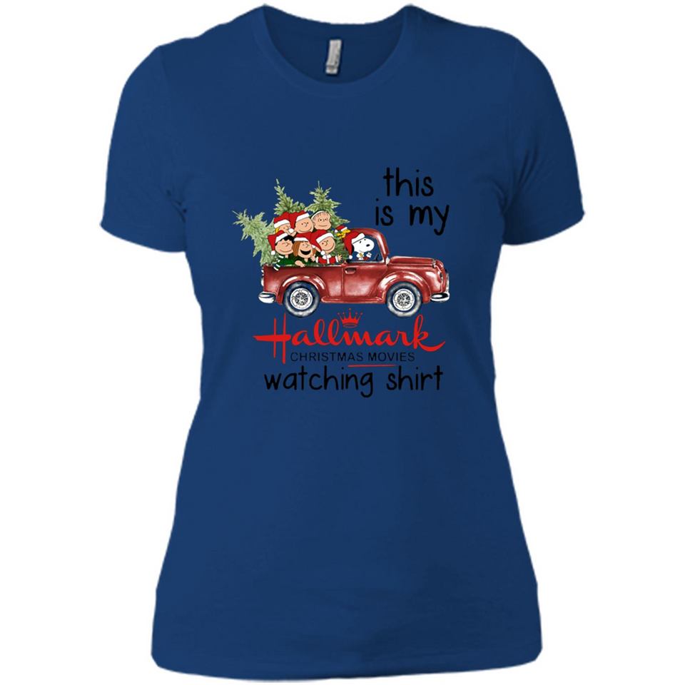 Snoopy This Is My Hallmark Christmas Movies Watching T-Shirt - Ladies' Boyfriend T-Shirt
