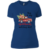 Snoopy This Is My Hallmark Christmas Movies Watching T-Shirt - Ladies' Boyfriend T-Shirt