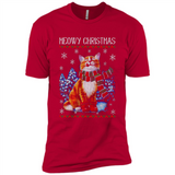 Christmas Ugly Sweater Cat With Christmas Meowy Chritstmas - Premium Short Sleeve T-Shirt