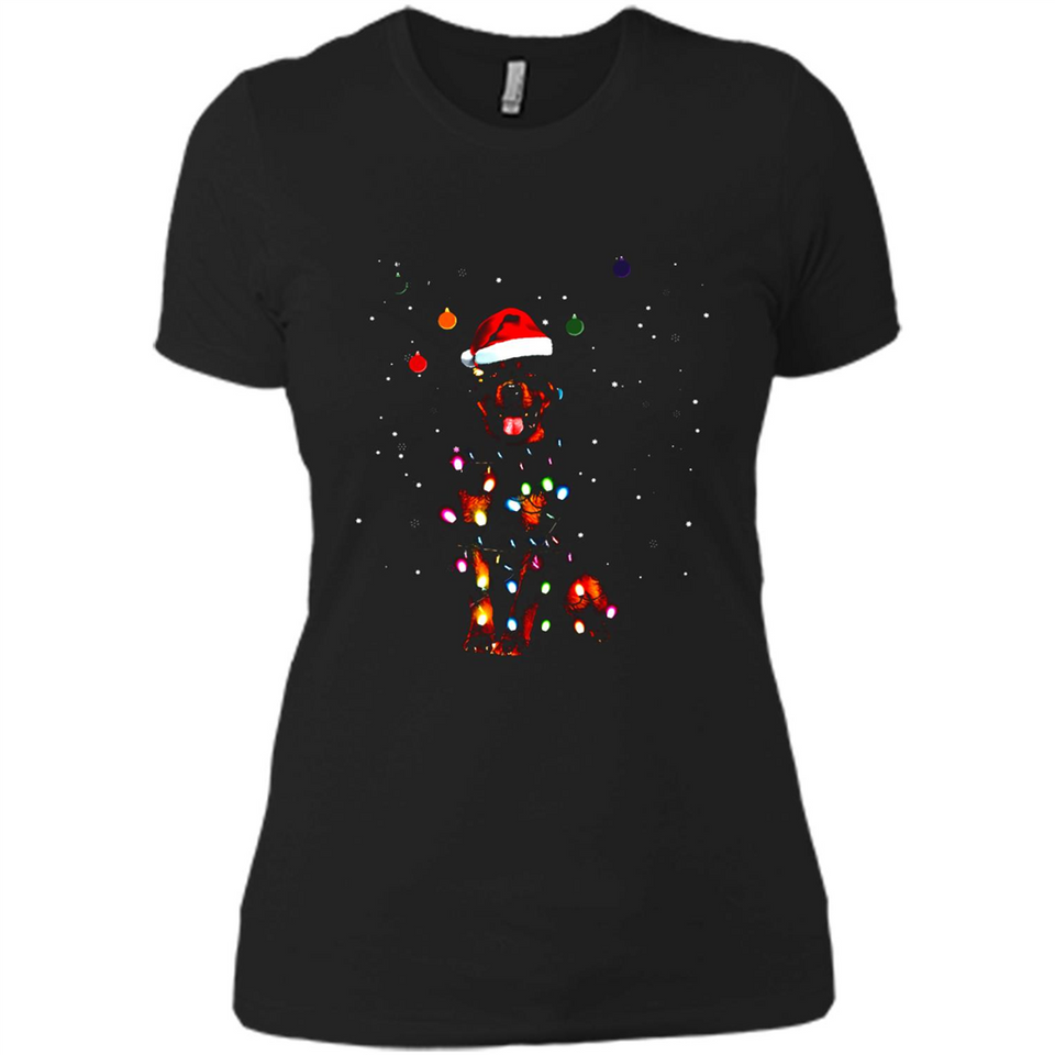 Rottweiler Santa Lights Christmas Dog Xmas Sweatshirt - Ladies' Boyfriend T-Shirt