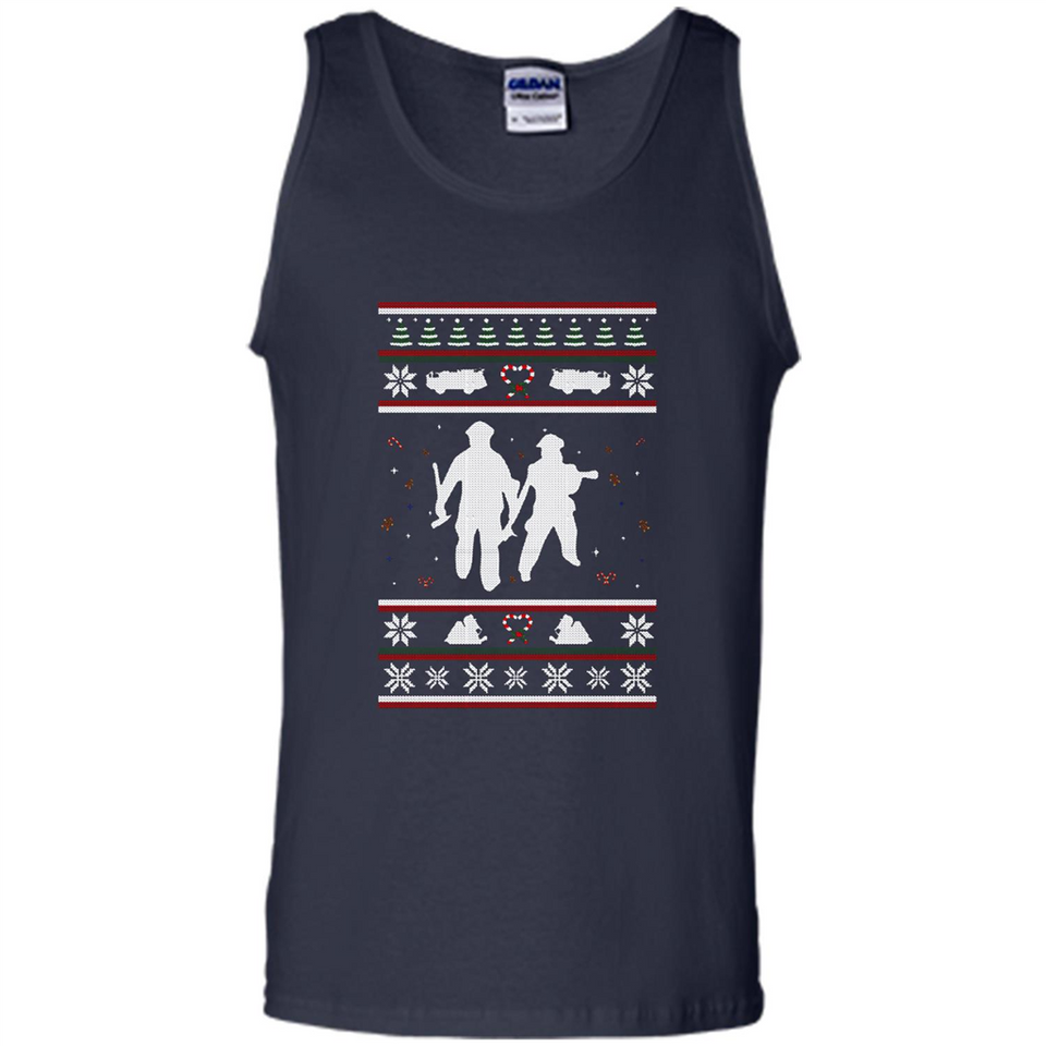 Christmas Ugly Sweater Firefighter Ugly Christmas Sweater - Tank Top