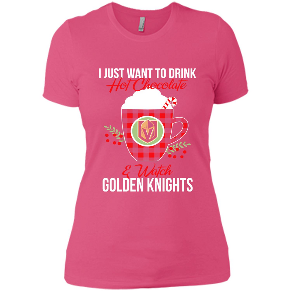 I Just Want To Drink Hot Chocolate & Watch Vegas Golden Knights Ugly Christmas Sweater PINGPONG