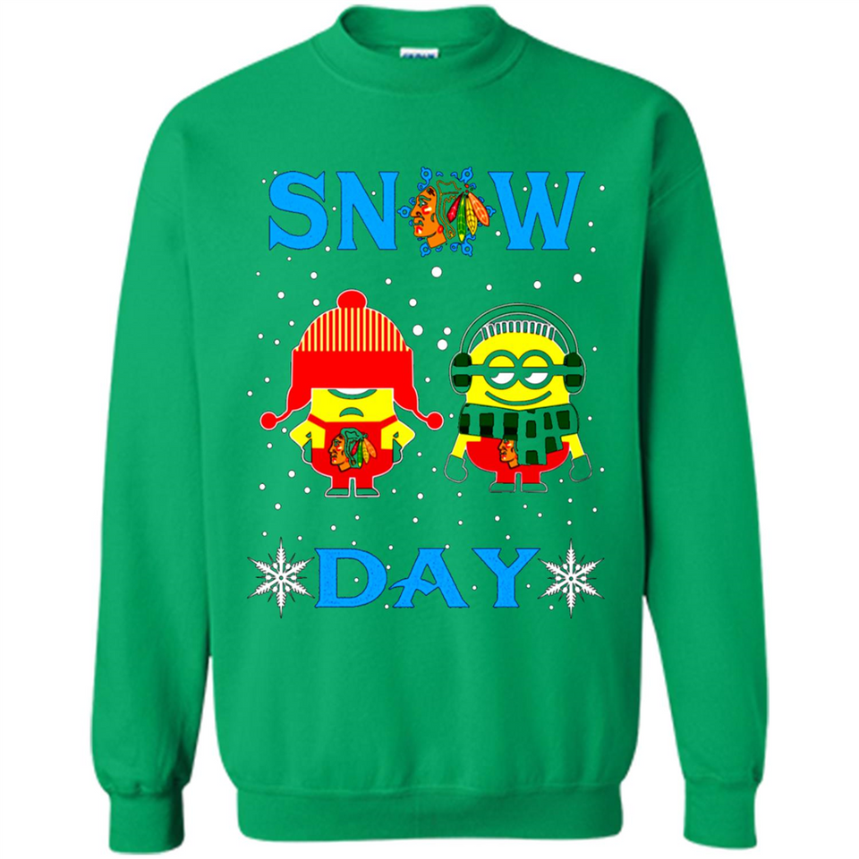 Snow Day Shirt For Chicago Blackhawks Vs Minion Fans pingpong